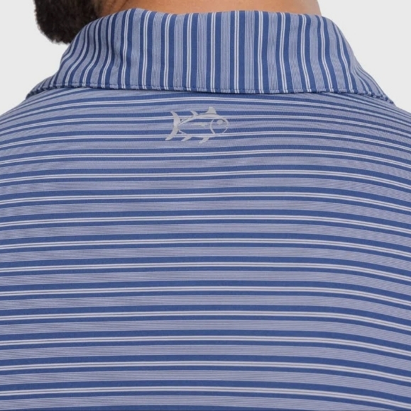 SOUTHERN TIDE BRREEZE BOWEN STRIPE PERFORMANCE POLO IN AGED DENIM XL - Picture 4 of 5